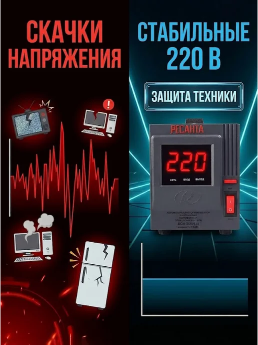 Стабилизатор напряжения 220в для дома АСН 500/1-Ц — фото 2