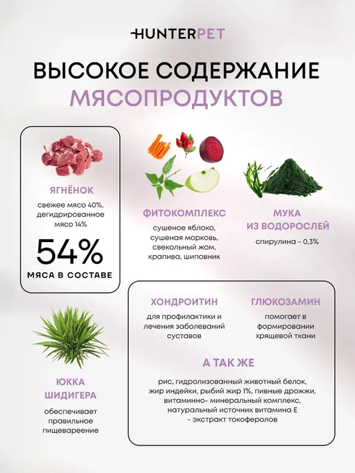 Сухой корм HUNTERPET для собак, ягненок, 0,1 кг, фото 5