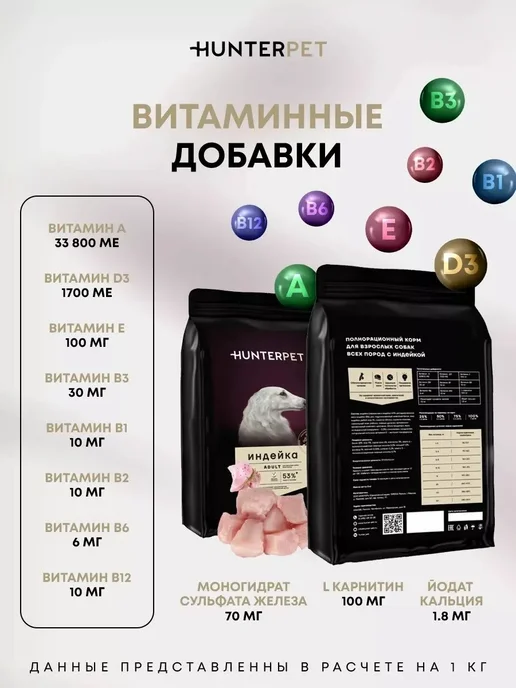 Сухой корм HUNTERPET для собак, мелкие, индейка, 0,15 кг, фото 7