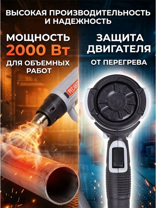 Фен строительный электрический с кейсом ФЭ-2000ЭК — фото 2