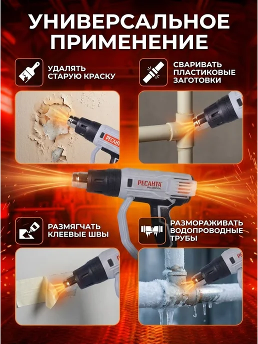 Фен строительный электрический с кейсом ФЭ-2000ЭК — фото 3