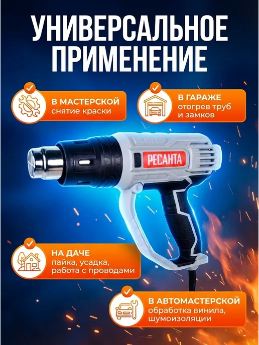 Фен строительный электрический с кейсом ФЭ-2000ЭК — фото 4
