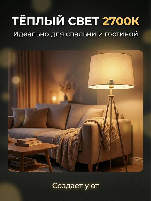 Лампа светодиодная энергосберегающая теплый свет Е27 — фото 3