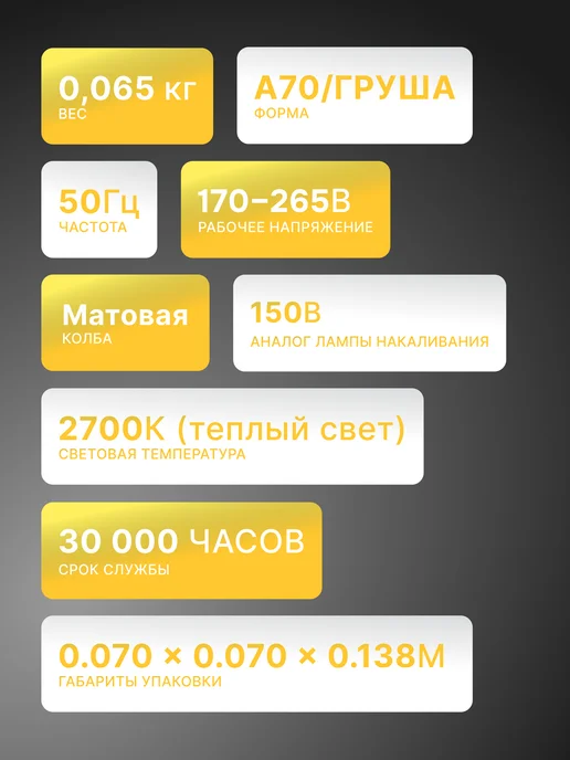 Лампа светодиодная энергосберегающая теплый свет Е27 — фото 2