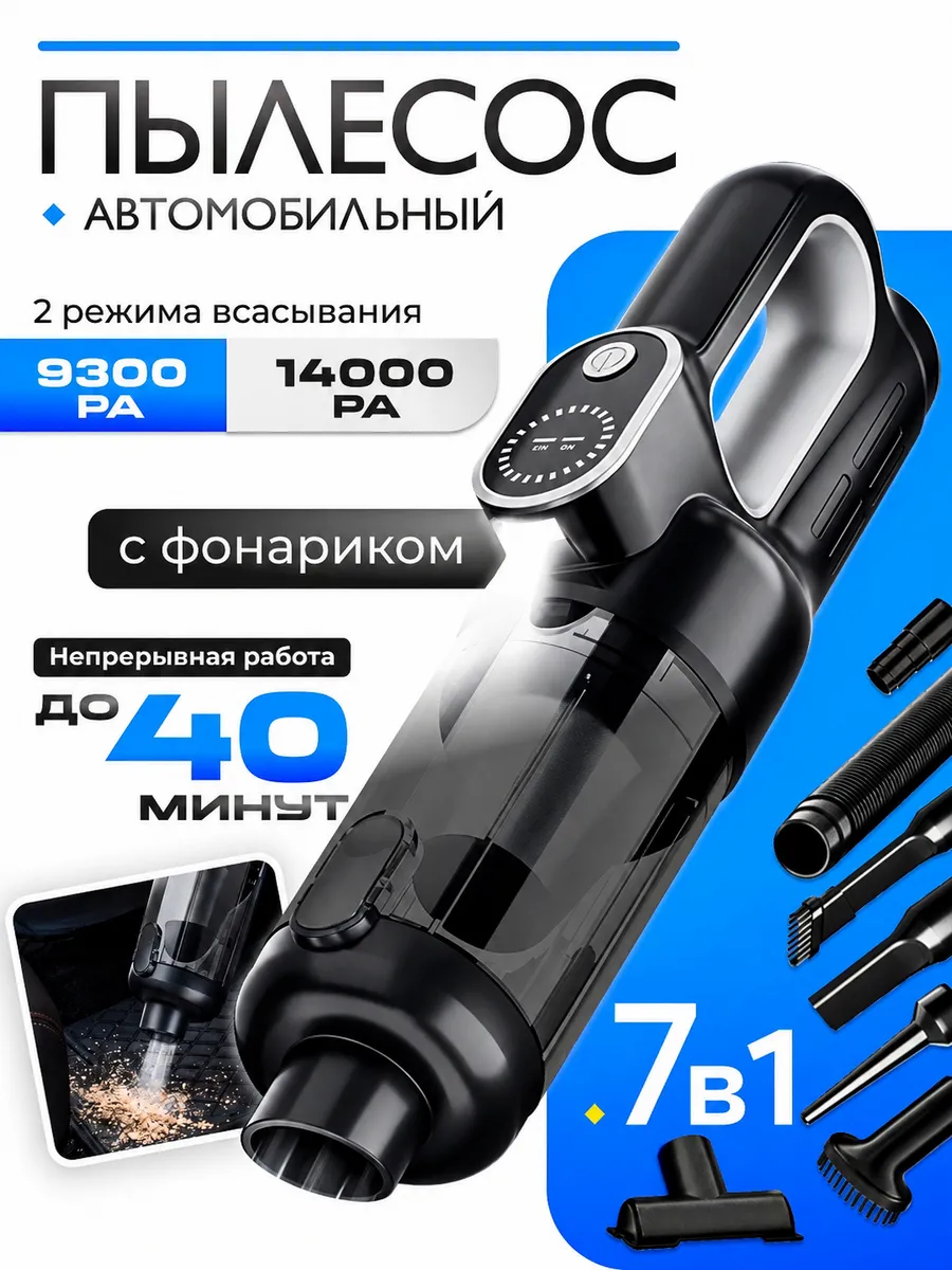 Пылесос для автомобиля беспроводной мощный на аккумуляторе