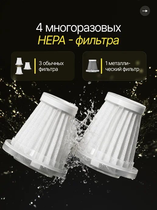 MIME Пылесос для автомобиля беспроводной мощный с насадками 4в1, вариант, фото 6