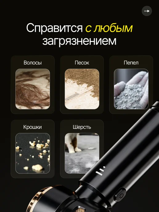 MIME Пылесос для автомобиля беспроводной мощный с насадками 4в1, вариант, фото 8