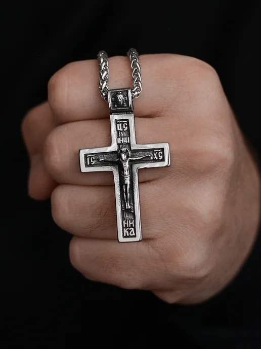MedSteel Цепочка на шею мужская с крестиком, вариант, фото 6