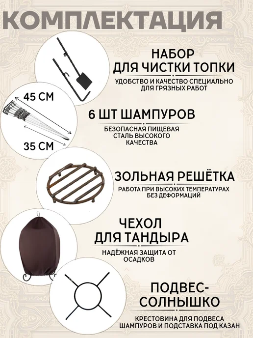 Гончар Кубани Тандыр для дачи большой глиняный Шах полный комплект, вариант, фото 3