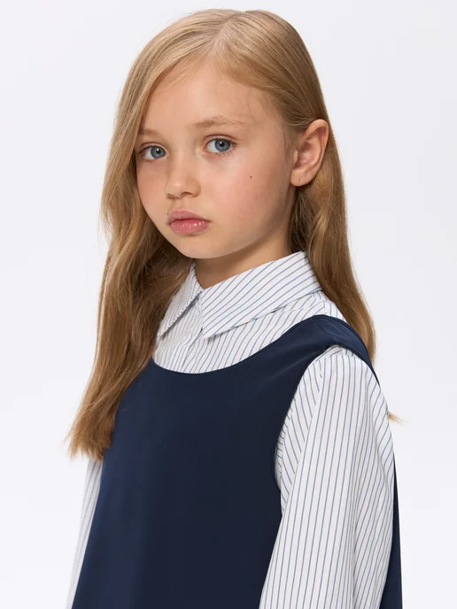 OZITI KIDS Сарафан школьный для девочки синий, синий, фото 9