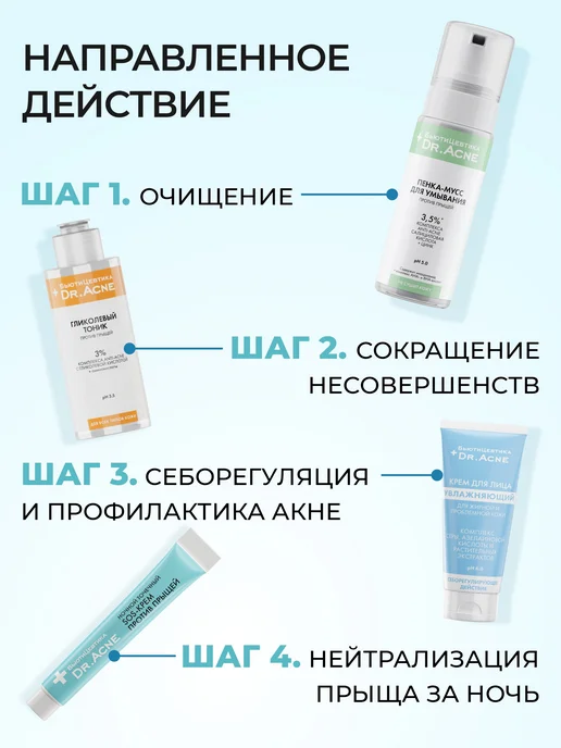 БьютиЦевтика Набор Акневицид без спирта от прыщей и несовершенств, белый, фото 3