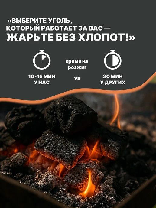Световеж Древесный уголь для мангала самовозгорающийся в коробке, вариант, фото 4