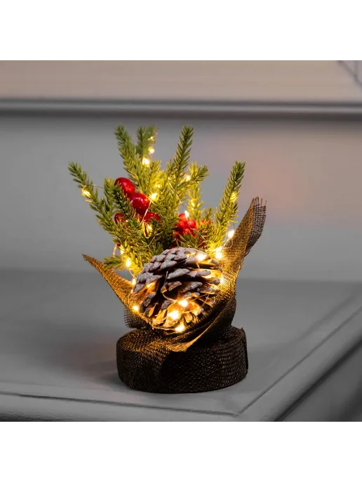 Luazon Lighting Светодиодная фигура "Зимняя рябина" 19 см, 10 LED, белый