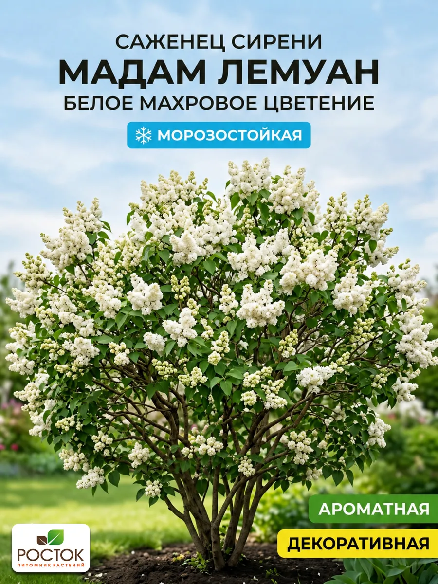 Сирень саженцы махровая Мадам Лемуан
