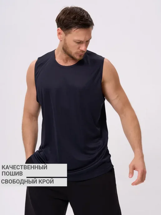 RUSH MOTION Майка спортивная свободная без рукавов оверсайз, черный, фото 7