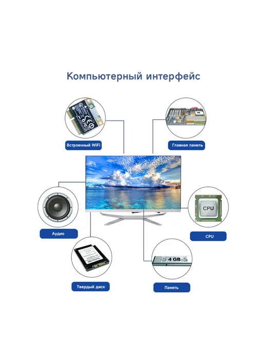 rus win 27" Моноблок N5095 8G 128GB，русская системa, 16 г, 512 ГБ, фото 4