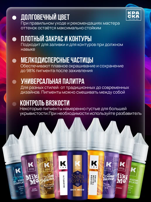 Краска tattoo ink Пигмент Краска для тату, 15 мл Умбра, 15 мл, фото 3