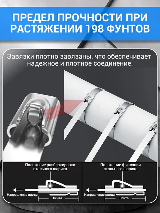 КАЙСЮНЬ Стяжки металлические 7.9*300мм 50шт, 50 шт, фото 5