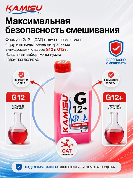 KAMISU Антифриз красный G12+, 1 кг, 1 кг, фото 3