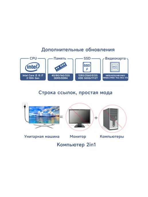 rus win 27" Моноблок i5 3210M 8G 128GB，win10 pro русская системa, 8 г, 128 ГБ, фото 3