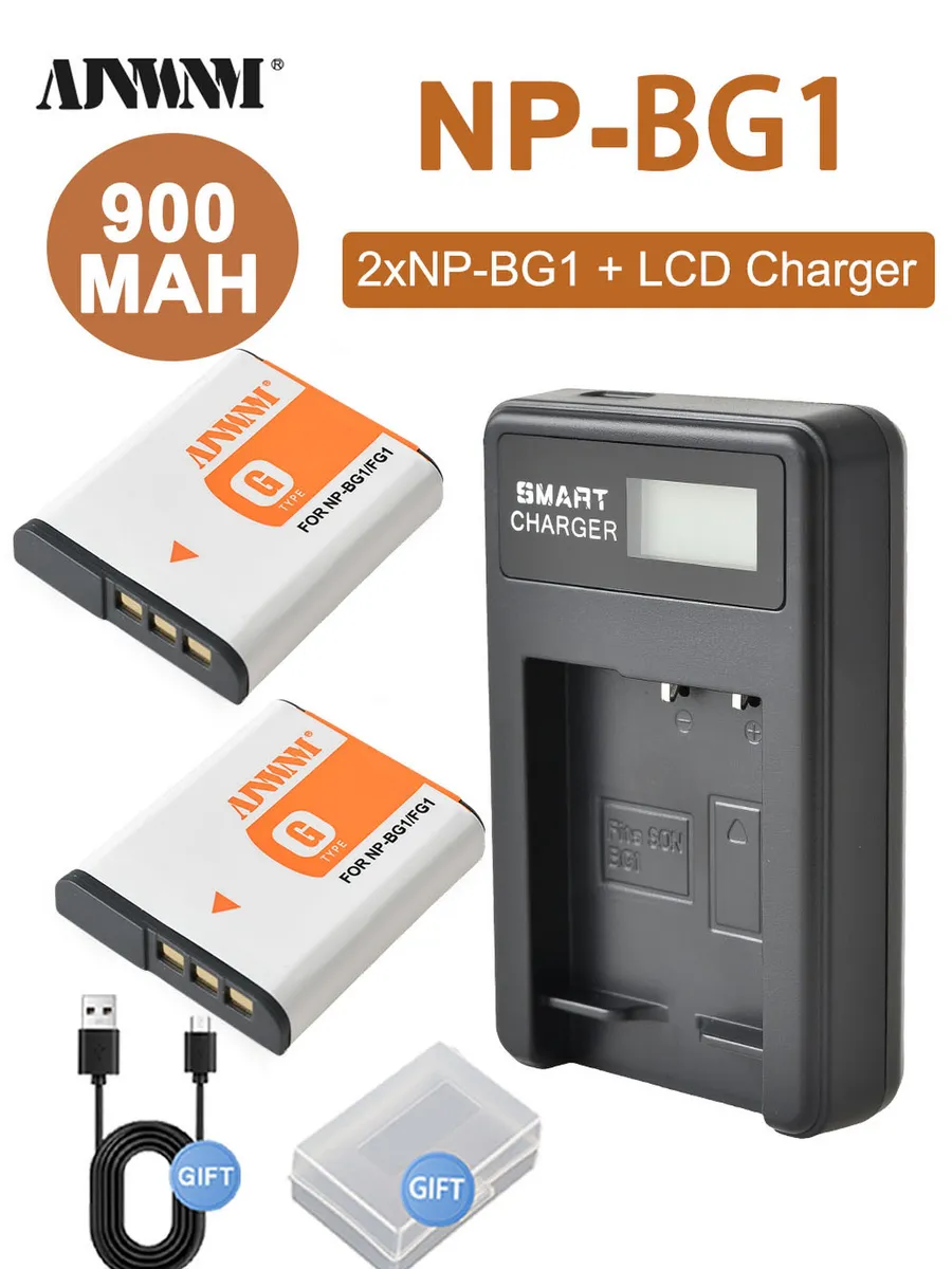 2 шт Аккумулятор для Sony NP-BG1 NP-FG1 900mAh и зарядное