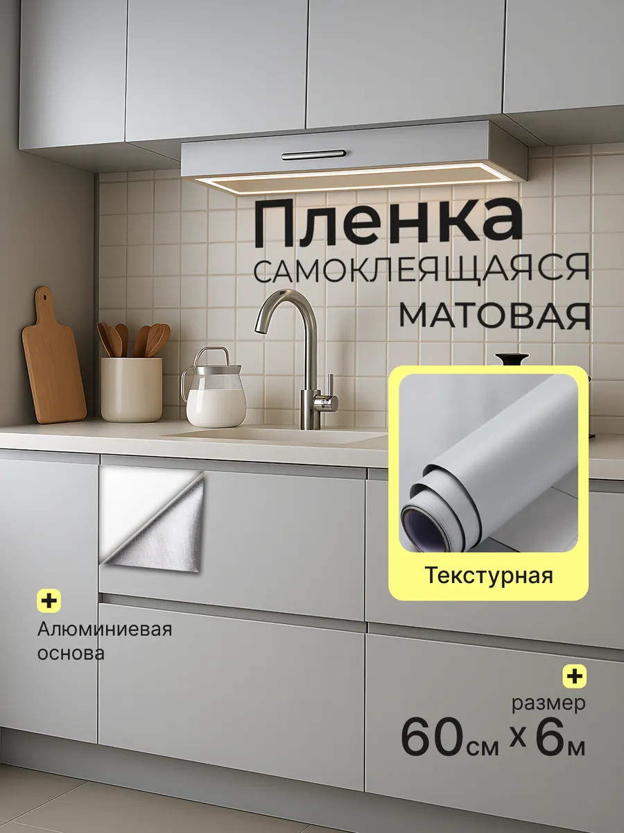 Пленка самоклеящаяся для мебели и кухни 6м матовая