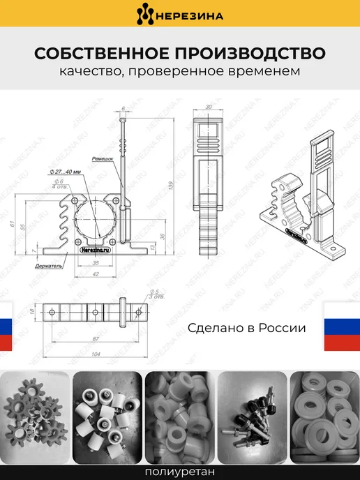 НЕРЕЗИНА Универсальное крепление-держатель 27-40 мм, черный, фото 4