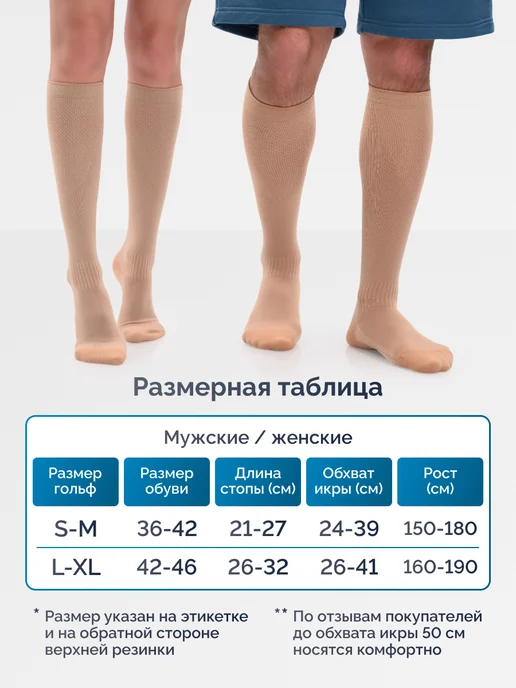 Elgroo Компрессионные гольфы 1 класс от отеков и варикоза для бега, бежевый, фото 3