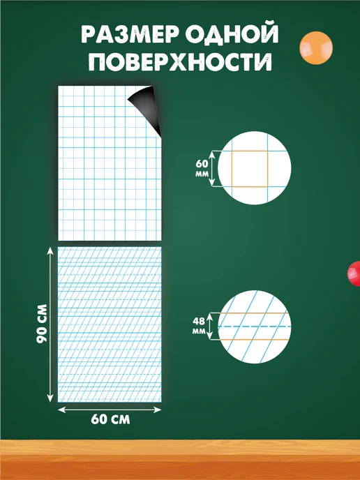 РА АНТУРАЖ Разлиновка магнитная набор клетка частая косая линия 60х90см, белый, фото 2