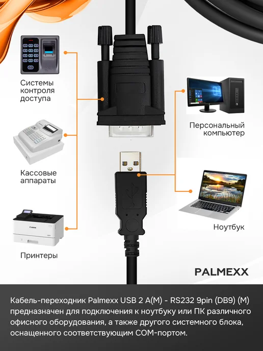 Palmexx Комплект 10шт. кабель USB2.0 - RS232 DB9, 9pin, чип PL2303, 10 шт, фото 3