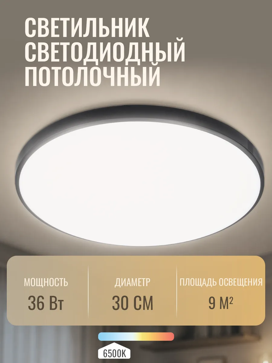 Светильник люстра потолочный светодиодный круглый 36W 6500K