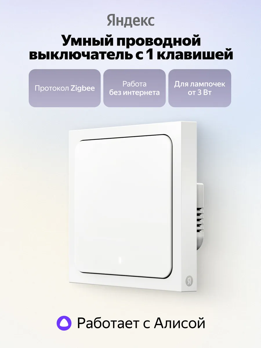Умный проводной выключатель 1 клавиша, от сети