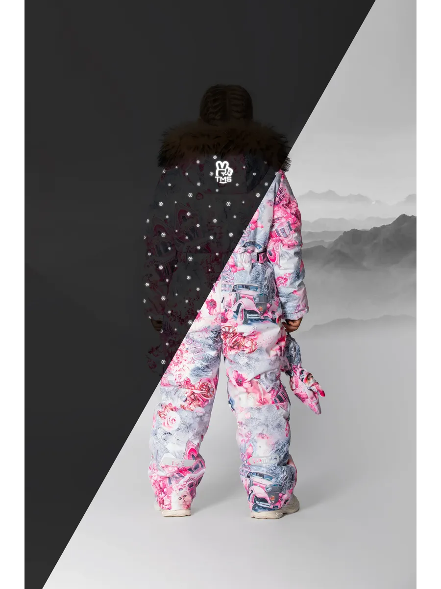 Зимний слитный комбинезон мембрана с натуральной опушкой