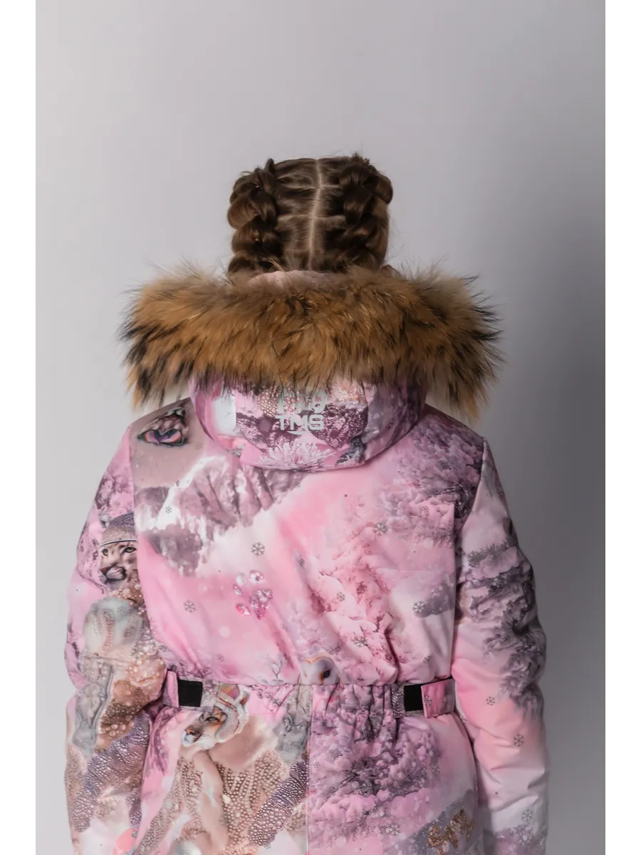 Зимний слитный комбинезон мембрана с натуральной опушкой