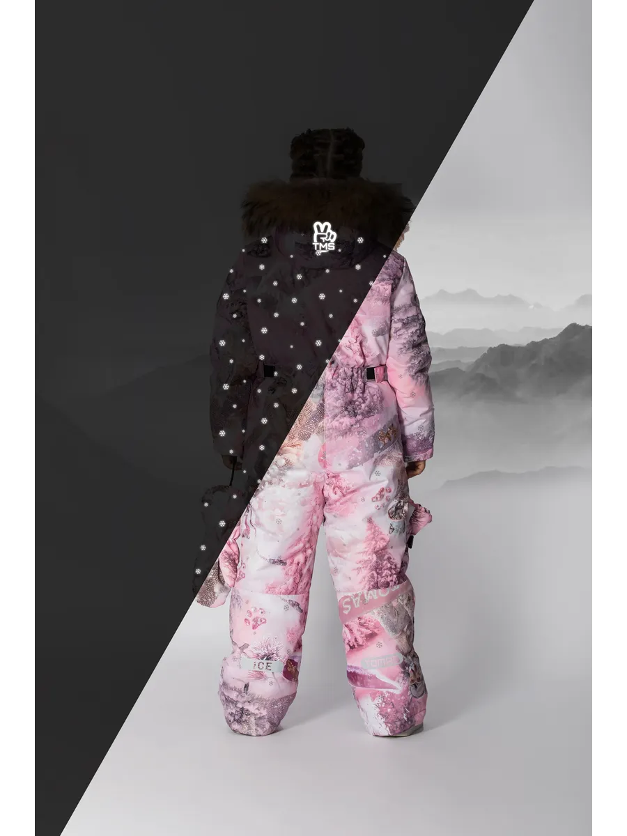 Зимний слитный комбинезон мембрана с натуральной опушкой