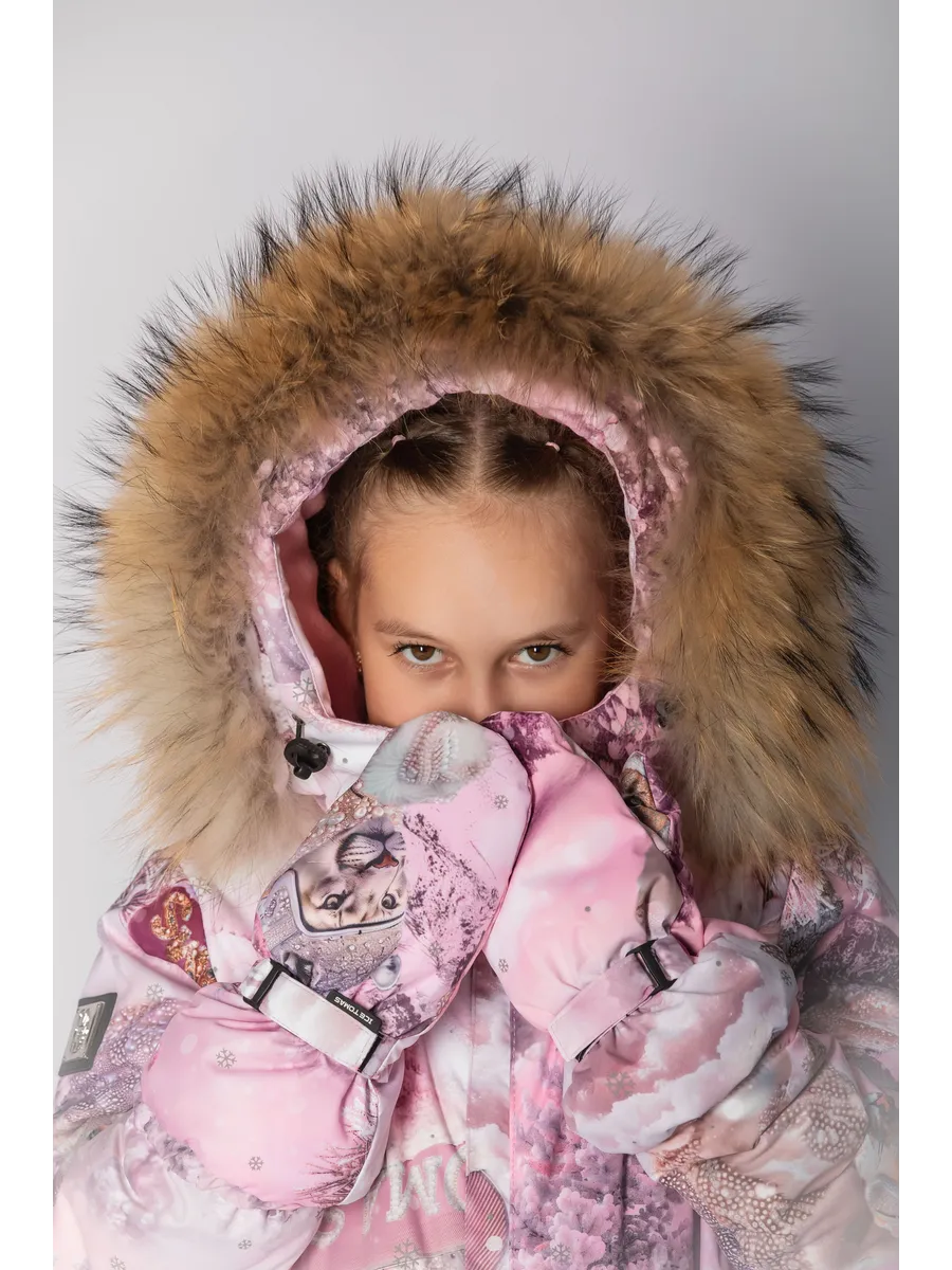 Зимний слитный комбинезон мембрана с натуральной опушкой