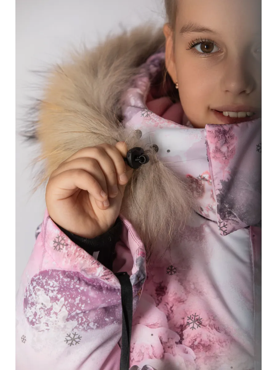 Зимний слитный комбинезон мембрана с натуральной опушкой