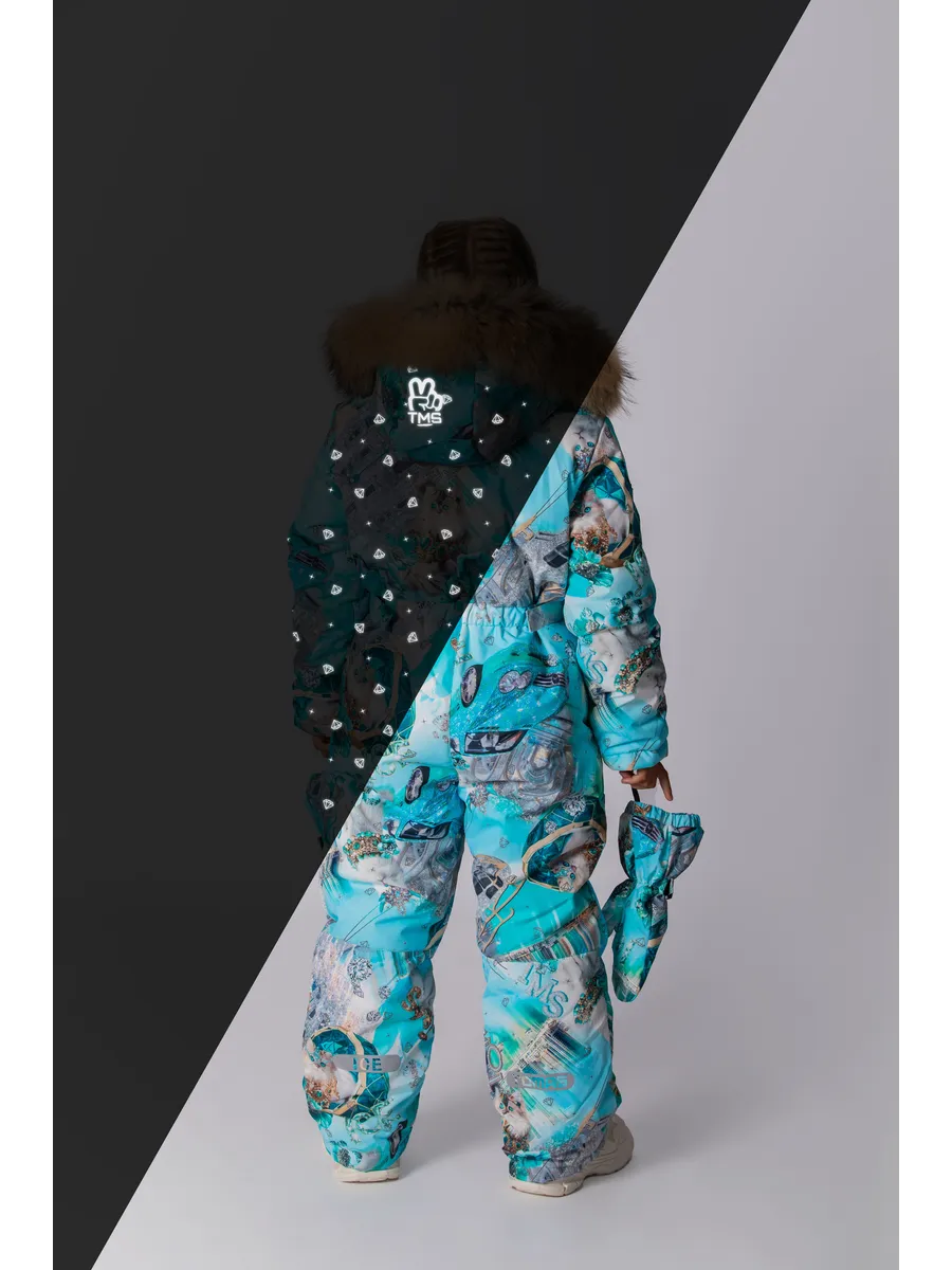 Зимний слитный комбинезон мембрана с натуральной опушкой