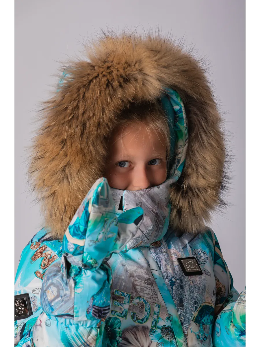 Зимний слитный комбинезон мембрана с натуральной опушкой