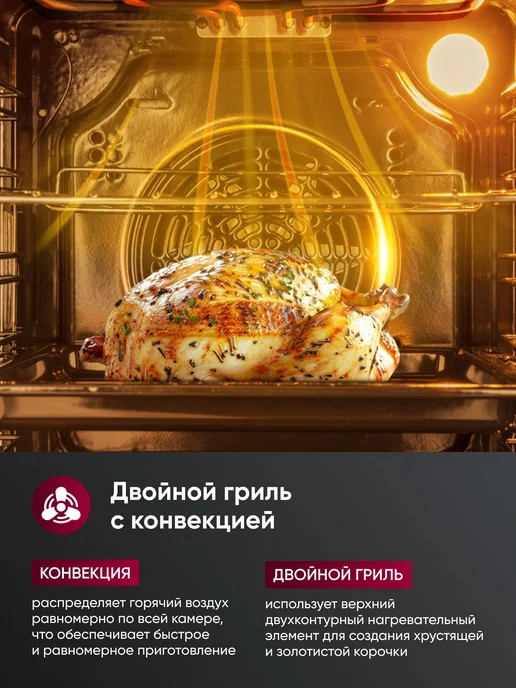 Gressel Духовой шкаф электрический встраиваемый 45 см, 9 режимов, черный, фото 3
