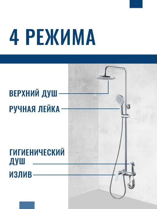 WATERMAN Тропический душ со смесителем, душевая система, серый, фото 7