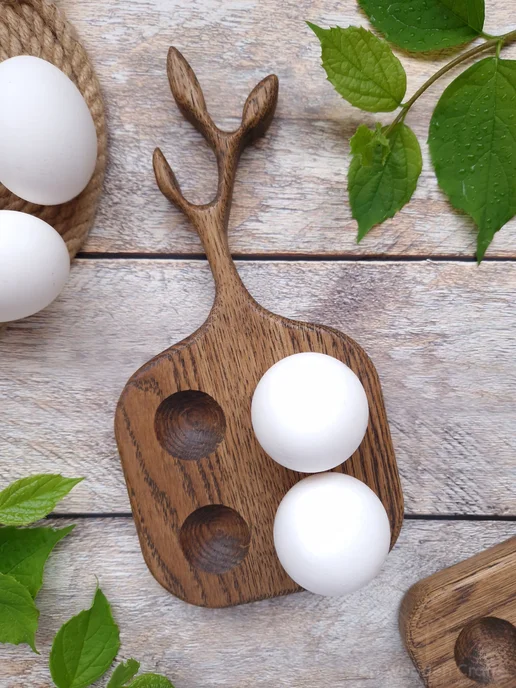 Top wooden crafts Подставка для 4х яиц, коричневый