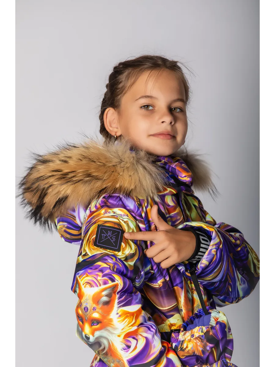 Зимний слитный комбинезон мембрана с натуральной опушкой