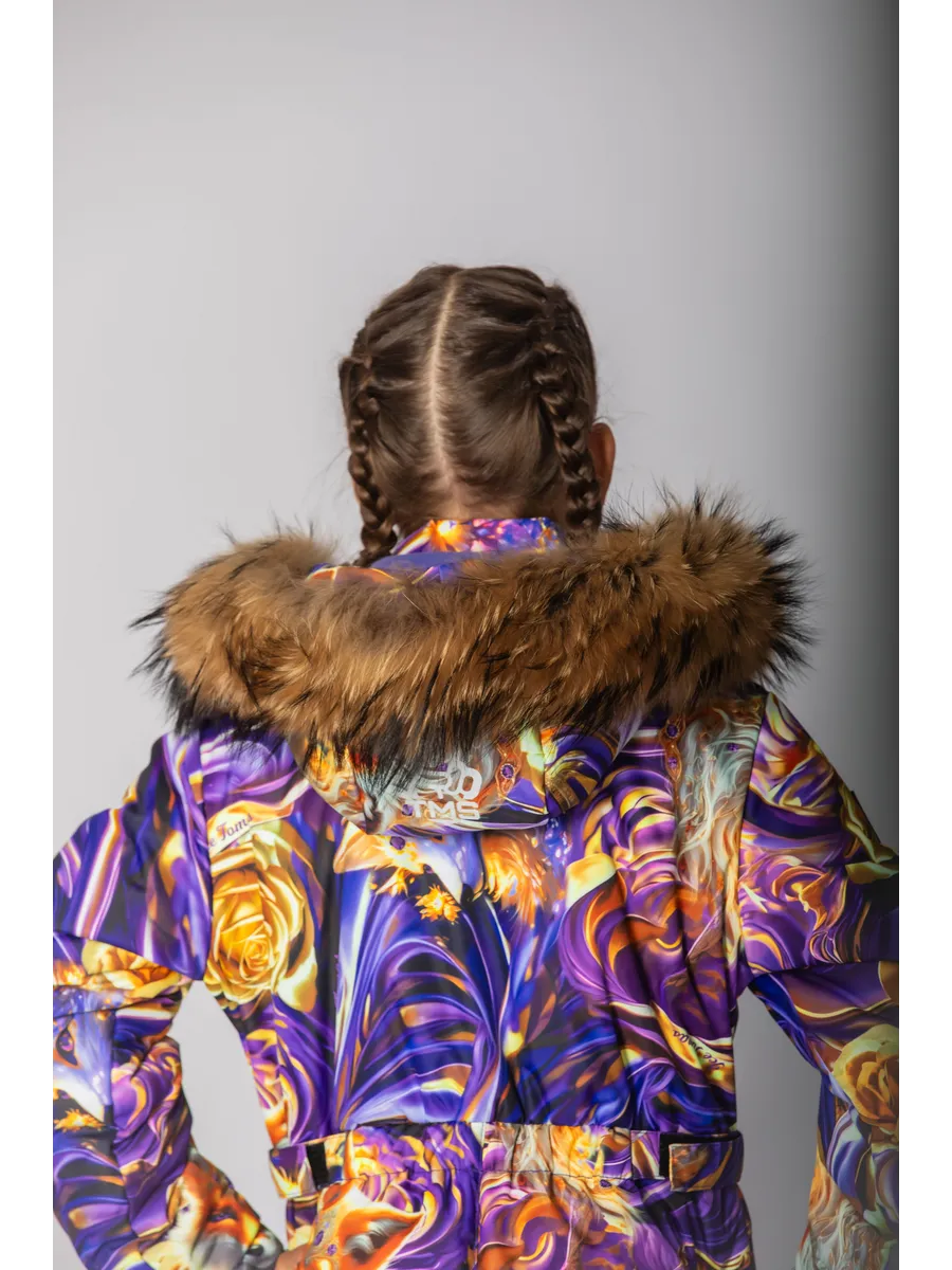 Зимний слитный комбинезон мембрана с натуральной опушкой