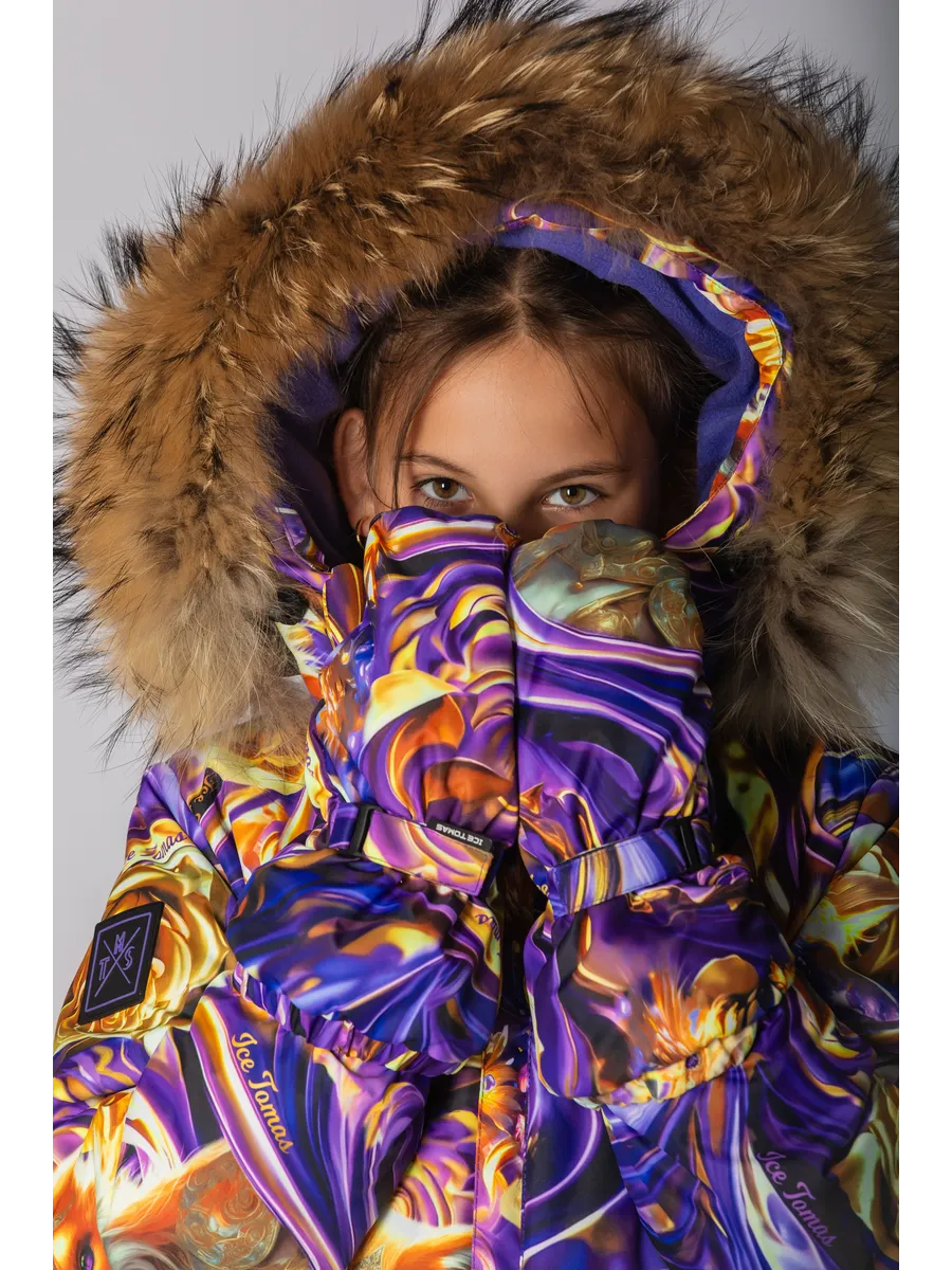 Зимний слитный комбинезон мембрана с натуральной опушкой