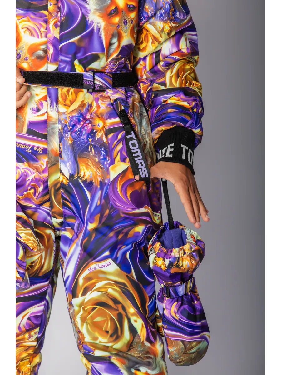 Зимний слитный комбинезон мембрана с натуральной опушкой