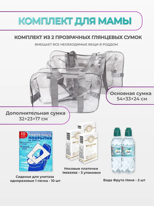 B Market Сумка в роддом готовая для мамы и малыша прозрачная, 31 шт, фото 8