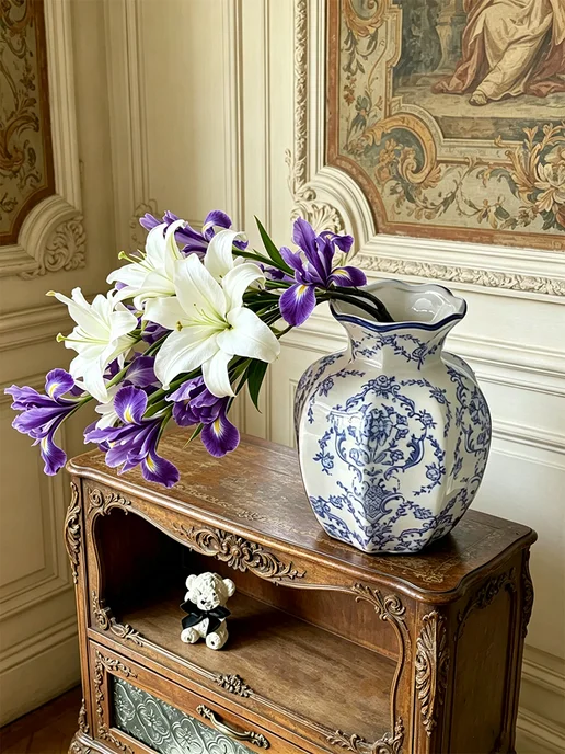 Flower langua Ваза для цветов и сухоцветов керамическая, синий, в упаковке 520 г, фото 3