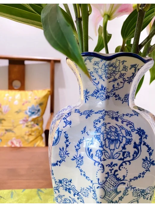Flower langua Ваза для цветов и сухоцветов керамическая, синий, в упаковке 860 г, фото 2