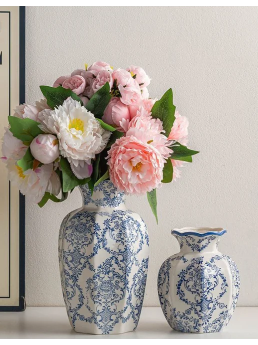 Flower langua Ваза для цветов и сухоцветов керамическая, синий, в упаковке 860 г, фото 4